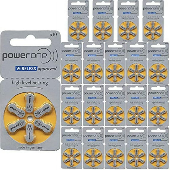 "Power One Zinc Air Hearing Aid Batteries, (Yellow), P10, 120 Count"