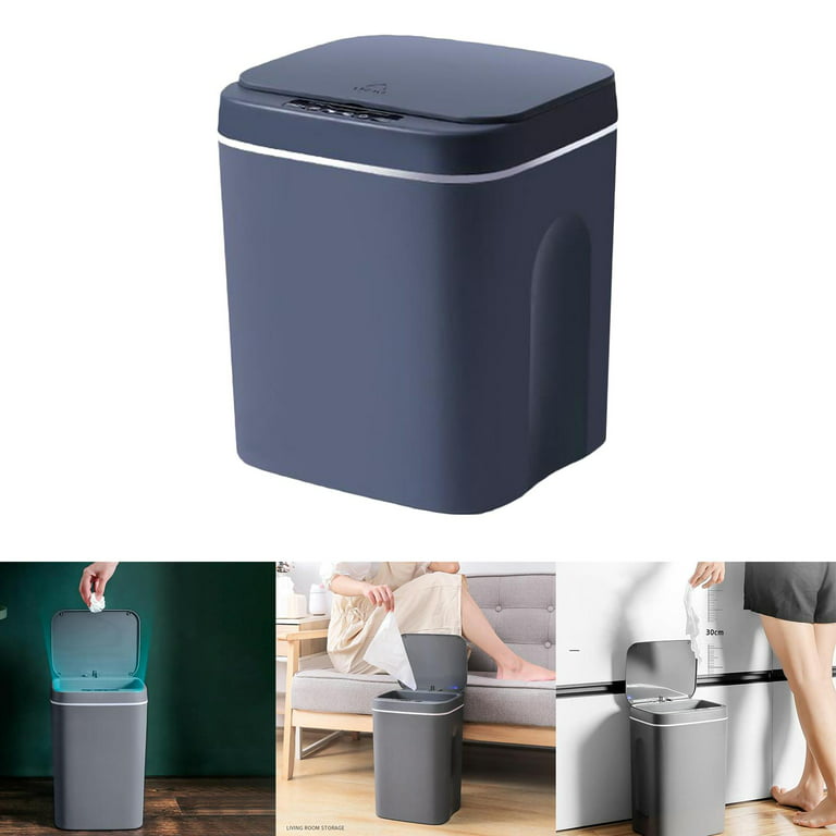 Automatic Trash Can, Sensor Kitchen Trash Bin with -Sensing Lid, Garbage  Rubbish Bins, Simple Design, Built-in LED Light and Garbage bag case ,  Gray, 12L Gray 12L 