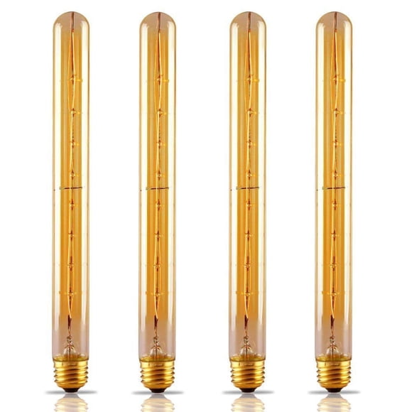 HUIBONA Edison Light Bulb 40 Watt, T10/T300 11.6in Long Tube Edison Vintage Filament Bulbs E26 Base 2300K Yellow Light Dimmable Antique Filament Style Decorative Light Bulbs,4-Pack.