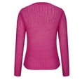 thumbnail image 5 of Women See Through Crew Neck Sheer Mesh Knitted Sweater Solid Basic Long Sleeve Loose Fit Knit Pullover Jumper Top, 5 of 5