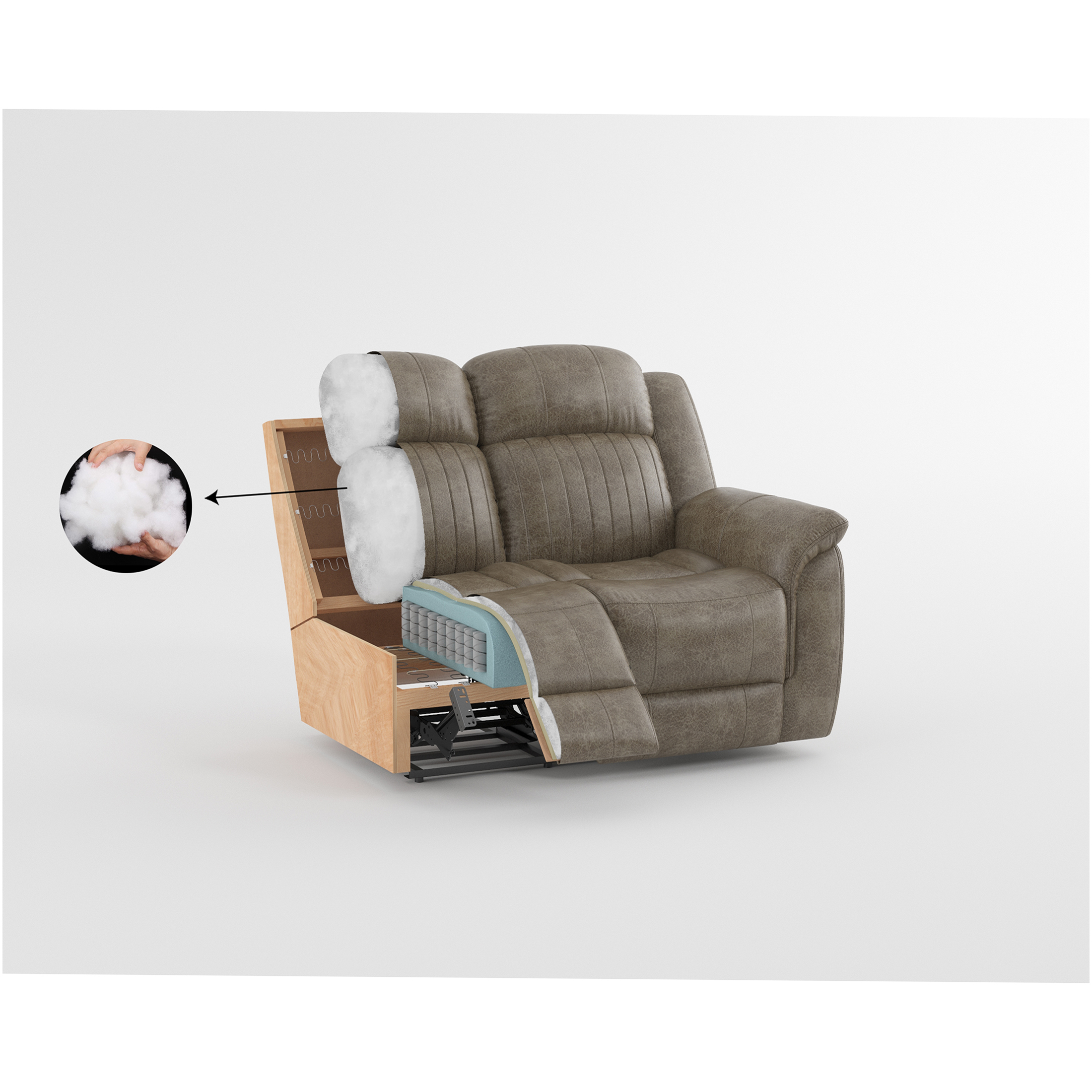 JERFIT Power Recliner Chair with Pillow-Top Arms, Plush Tufted Fabric Single Reclining Chair for Living Room, Classic Brown Recliner