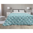 thumbnail image 1 of Whales Down Alternative Comforter, Rhythmic Jellyfish and Fish Animals Abstract Waves on Plain Backdrop, Microfiber Quilt for All Season, 5 Sizes, Seafoam and Dark Cocoa, by Ambesonne, 1 of 3