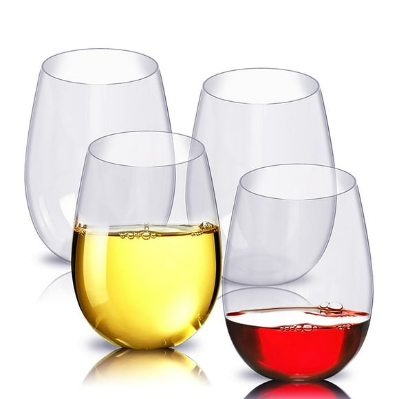 Basiess Unbreakable Wine Glass, 480Ml Plastic Drinkware Set, Shatterproof Crystal Clear Cups for Outdoor Party Pool Beach Clear