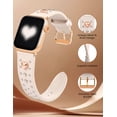 thumbnail image 4 of Wearlizer Leather Band Compatible with Apple Watch Band for Women 38/40/41/42/44/45/46/49mm, Studded Heart Charm Designer Strap, Dressy Slim iWatch Band for Series 11/10/9/8/7/6/5/4/SE/Ultra, 4 of 6
