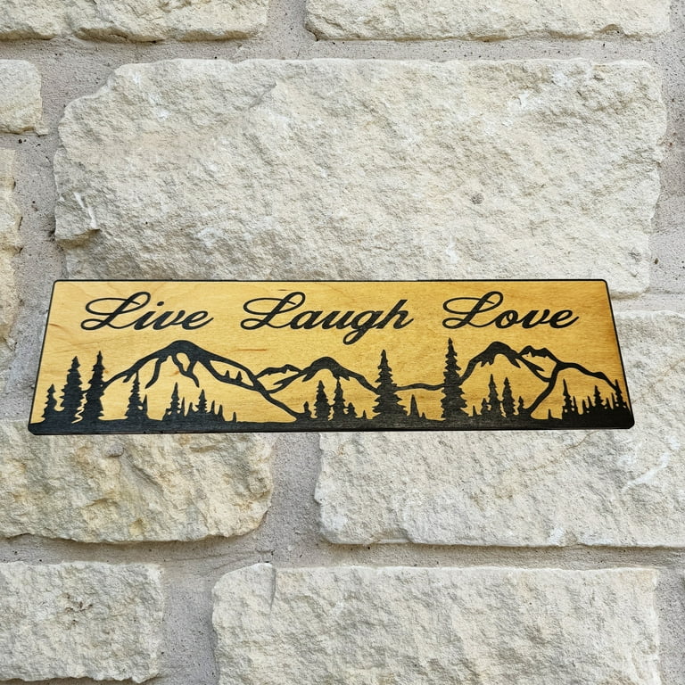 Live Laugh Love Mountain Scene - BLACK Sign 4x12 Live Laugh Love Mountain Scene - BLACK Sign 4x12