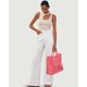 thumbnail image 3 of Bolsa de mano Lushandy de PVC para mujer, estampado de letras, color rosa impermeable, 3 of 7