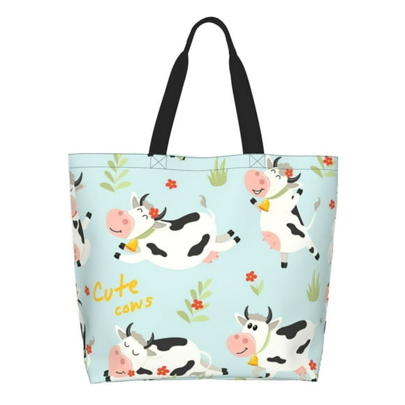 Gaeub Cute Cows Tote Bags for Women,Large Capacity Bag Reusable Grocery Shoulder Bag with Inner Pockets