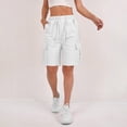thumbnail image 6 of Cargo Shorts Women Bermuda Shorts Summer Quick Dry High Waisted Long Shorts Drawstring Pull on Knee Length Plus Size Ladies Athletic Hiking Shorts with Pockets White M, 6 of 8