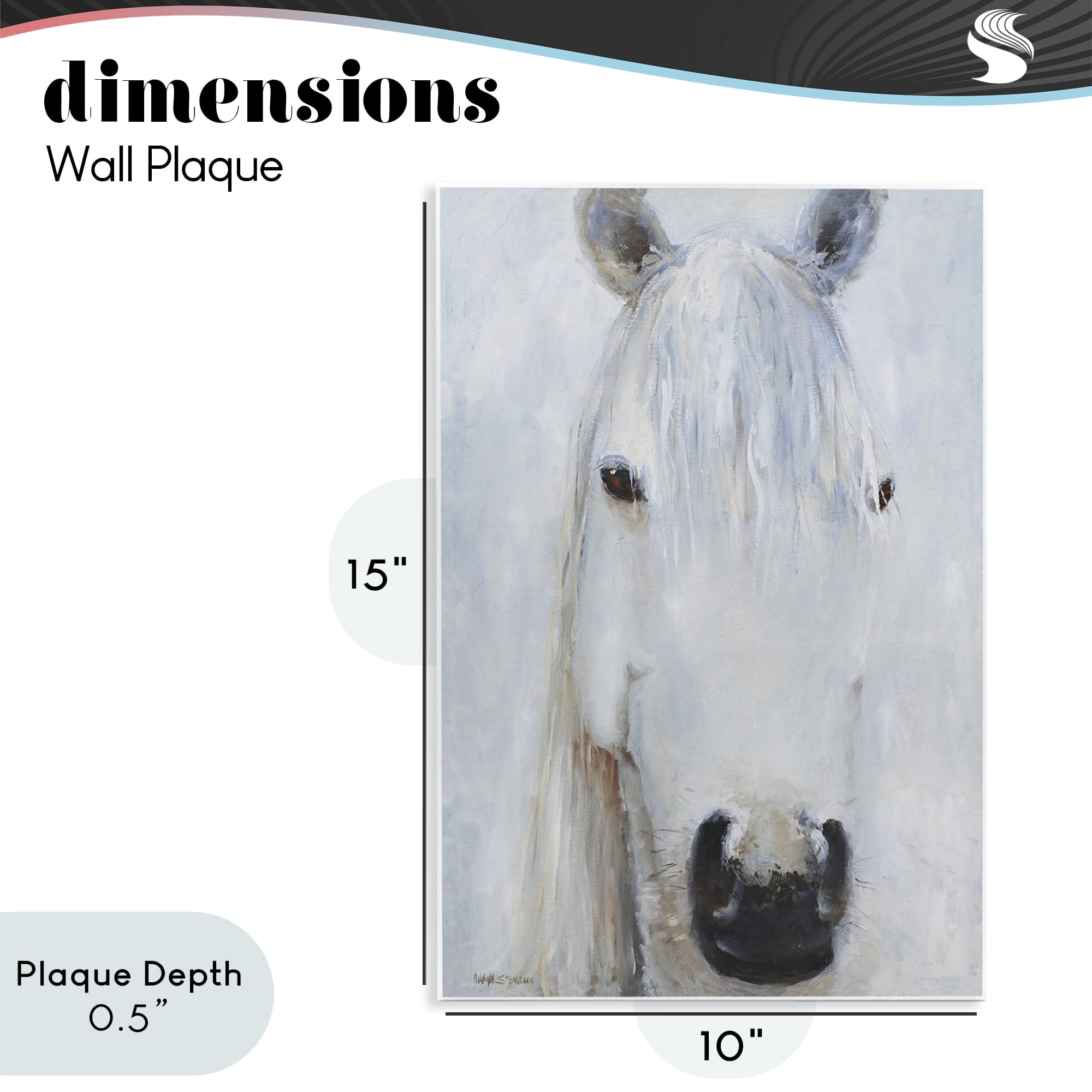 Stupell Industries Pure White Horse Portrait Wall Plaque Art, design by Jadei Graphics