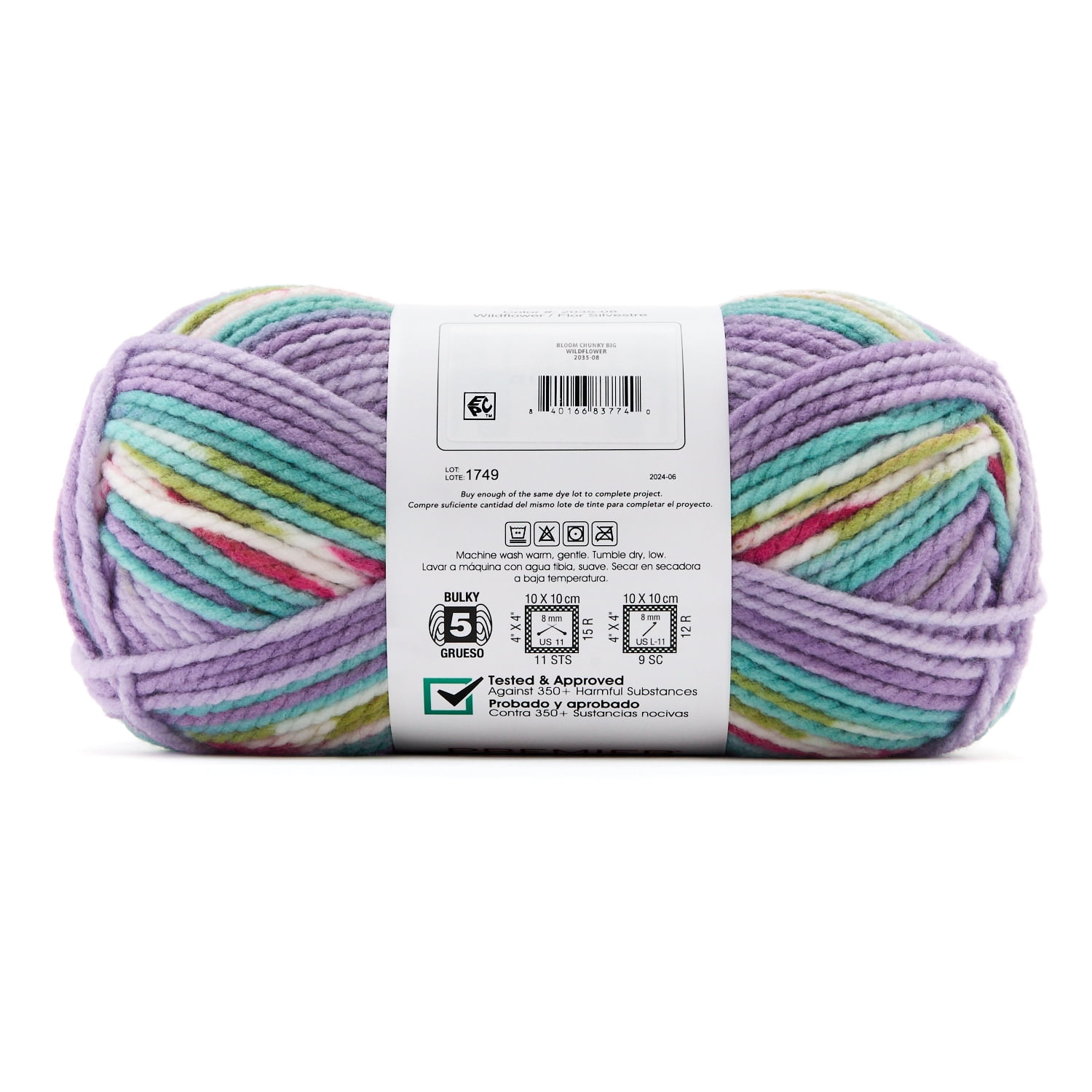 (2 pack) Premier Yarns - Bloom Chunky Big Yarn - Wildflower - 7oz 218yds - 5 Bulky Weight - Acrylic