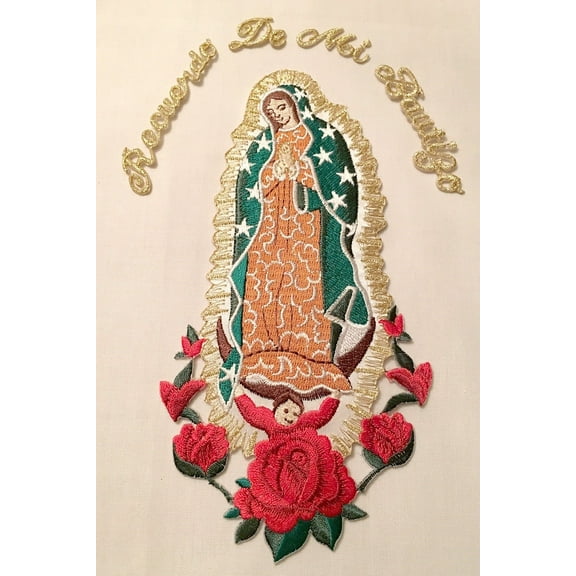 CF3773 Baptism Virgin Mary Embroidered Patch Guadalupe Santa Maria Christening
