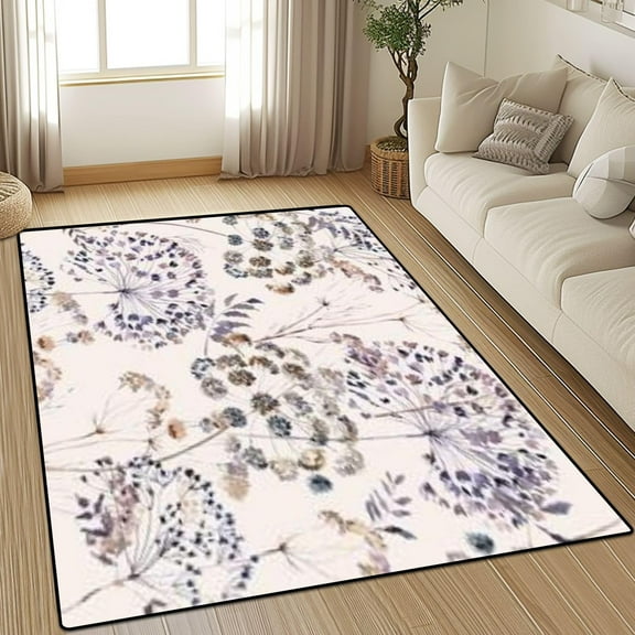 Area Rug Non-Slip Rug Boho Flowers Watercolor Seamless Paper For Fabric Dried Floral Repeat Indoor Outdoor Living Room Bedroom Carpet Home Decor Doormat Yoga Mat Patio Floor Mat 1x2ft