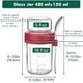thumbnail image 2 of Recipientes para avena nocturna Danmu, 4 unidades, 480 ml, de vidrio con tapa, 2 of 7