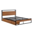 thumbnail image 5 of Paproos Queen Size Bed Frame with 2 Storage Drawers, Heavy Duty Metal Platform Bed with Sockets, USB Ports, and Slats Support, Queen Bed with Headboard and Footboard, No Box Spring Needed, Black, 5 of 12