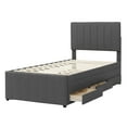 thumbnail image 4 of Harper & Bright Designs Twin Size Upholstered Platform Bed with Trundle and 3 Drawers, Linen Fabric, Gray, 4 of 9