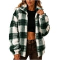 thumbnail image 2 of Winter Coats for Women Classic Plaid Zip Up Long Sleeve Pockets Outdoor Coats, 2 of 8