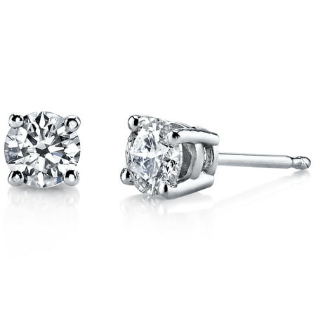 0.2 ct Round Lab Grown Diamond Stud Earrings in 14K White Gold (H-I, SI)