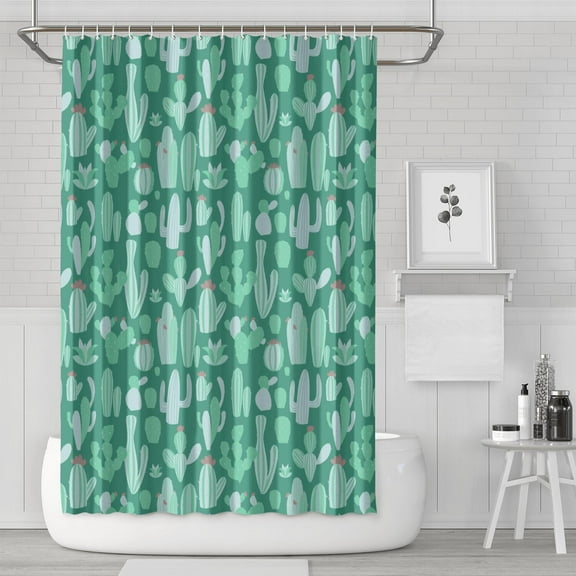 Desert Cactus Art Shower Curtain - Hotel Style Waterproof Bathroom Decor, Machine Washable & Quick Dry with 12 Hooks (Boho Aesthetic, 72x72 Inches)