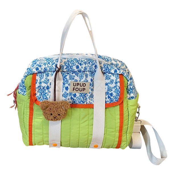 Bolso Hombro Algodón para Mujer Acolchado Con Asa Superior Floral Mano Viajes