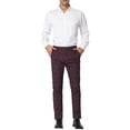 thumbnail image 2 of INSPIRE CHIC Men's Plaid Dress Pants Slim Fit Flat Front Business Check Trousers 32 Burgundy, 2 of 6