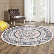Tapis rond en coton 120 cm bohême Vintage tapis lavable tapis gris grand pour salon chambre cuisine salle