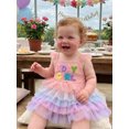 thumbnail image 3 of RUINIXCW Toddler Baby Girl Birthday Tutu Dress 1 2 3 4 5 Years Birthday Cake Smash Outfit Baby Girls Photoshoot Outfits Ruffle Sleeveless Letter Embroidery Tulle Dress, 3 of 9