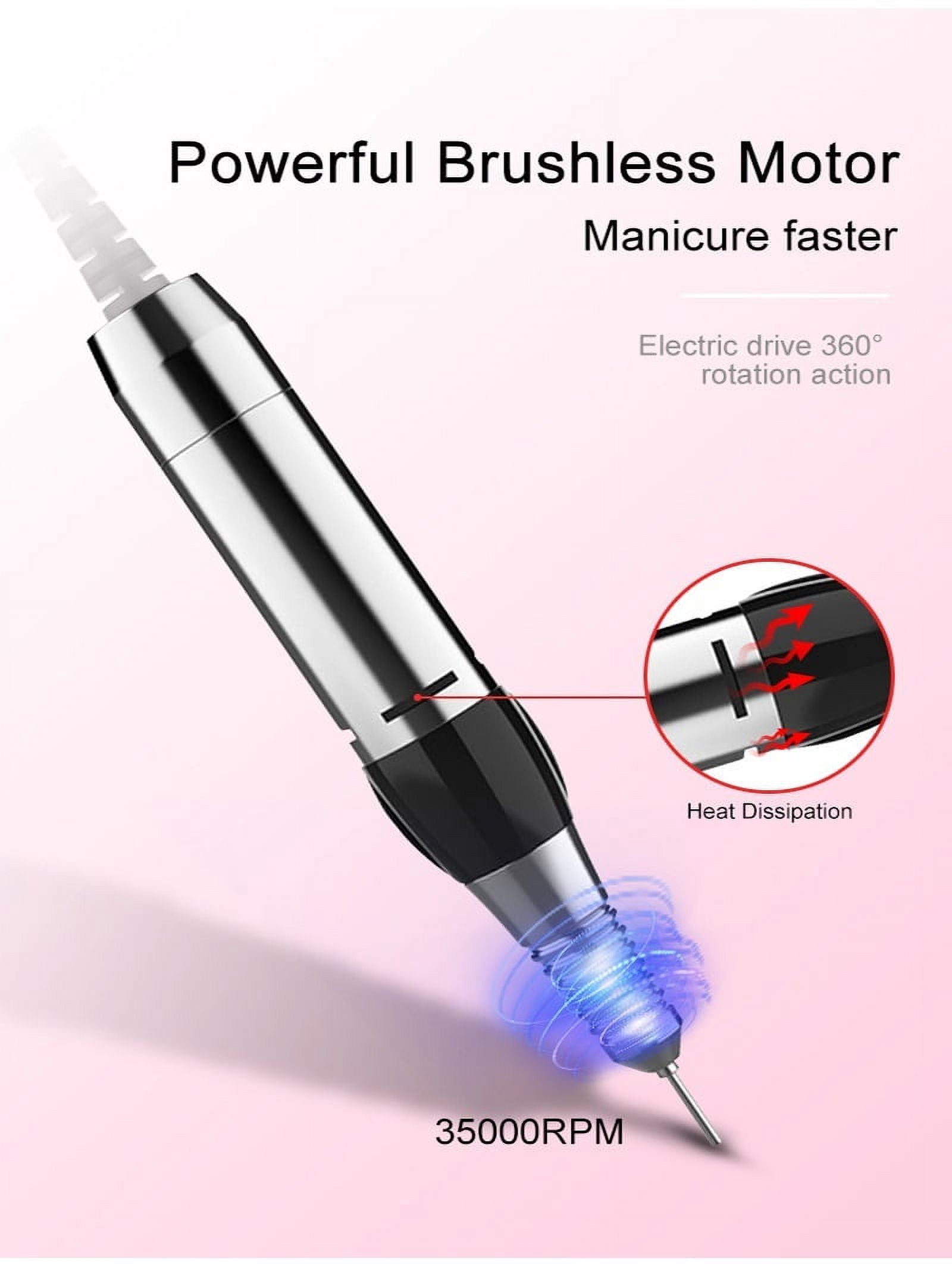 35000RPM Electric Nail Drill, Portable Manicure Machine For Acrylic Gel Polish, Nails Sander, Rechargeable Nail Salon ,Low Noise