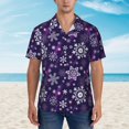 thumbnail image 2 of Fotbe Christmas Purple Snowflakes Camisa Hawaiana para Hombre Unisex – Camisa Casual de Verano con Botones de Manga Corta de Algodón y Lino,XX-Large, 2 of 7