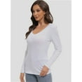 thumbnail image 3 of Womens Fall Deep V Neck Long Sleeve Shirts Modal Slim Fit Basic Tee Tops, 3 of 6