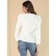 thumbnail image 5 of INSPIRE CHIC Blusa Floral Texturizado Cuello Redondo Lazo De Hombro Manga Larga Pu?os Ajustables Top De Primavera Para Mujer Blanco L, 5 of 6