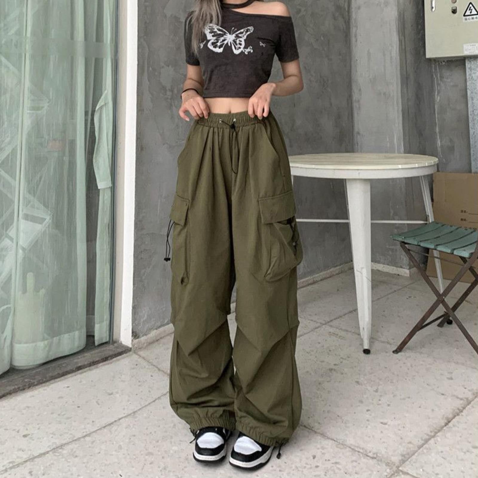 Baycosin Cargo Pants Women High Waisted Wide Leg Straight Leg