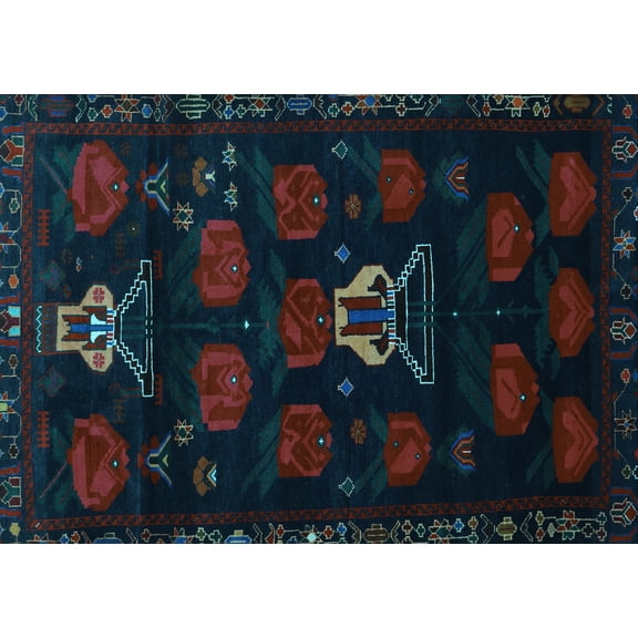 Ahgly Company Indoor Rectangle Animal Light Blue Traditional Area Rugs, 7' x 10'