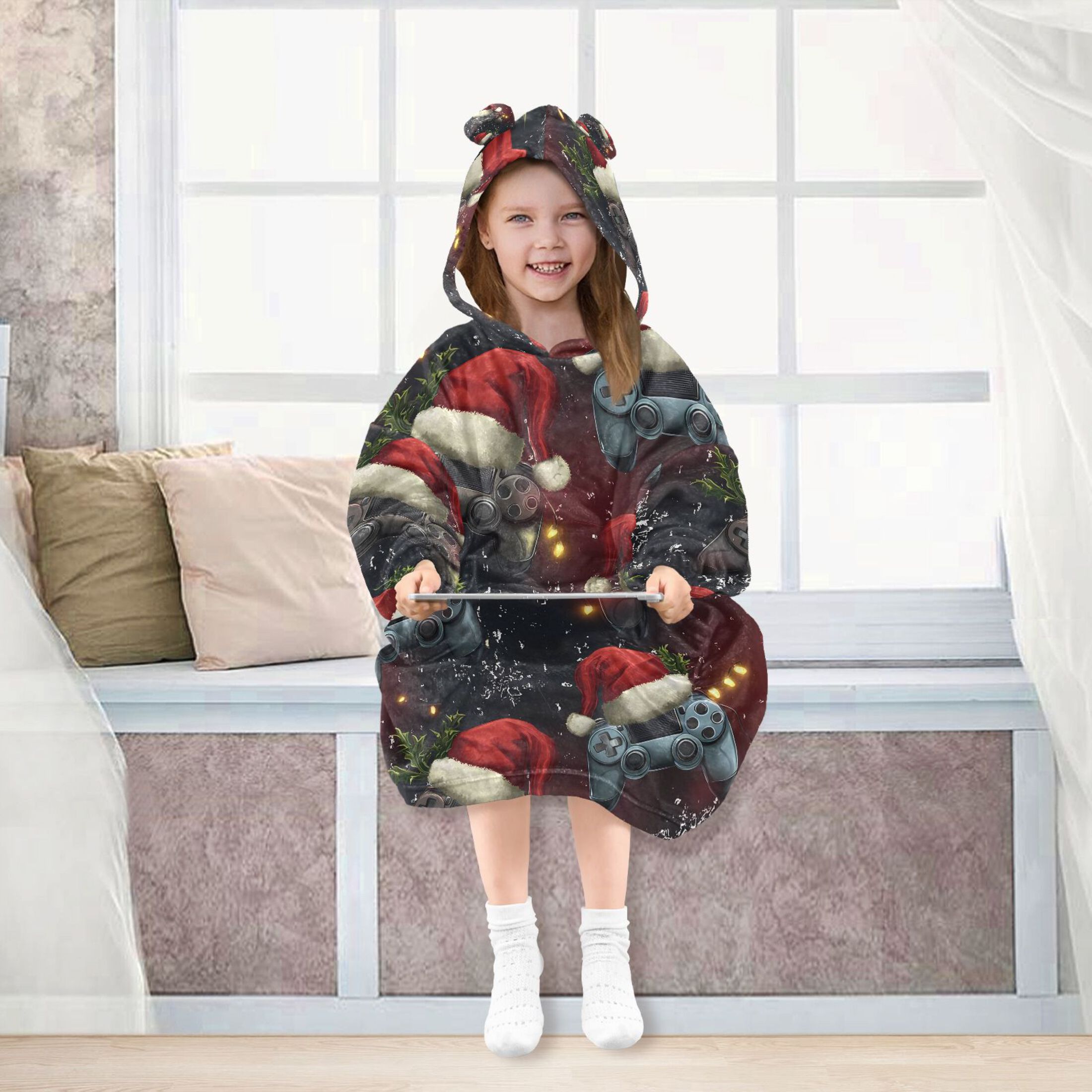 joogoo Wearable Blanket Hoodie for Game Controller Christmas Oversized Sherpa Hooded 3-14 YR M