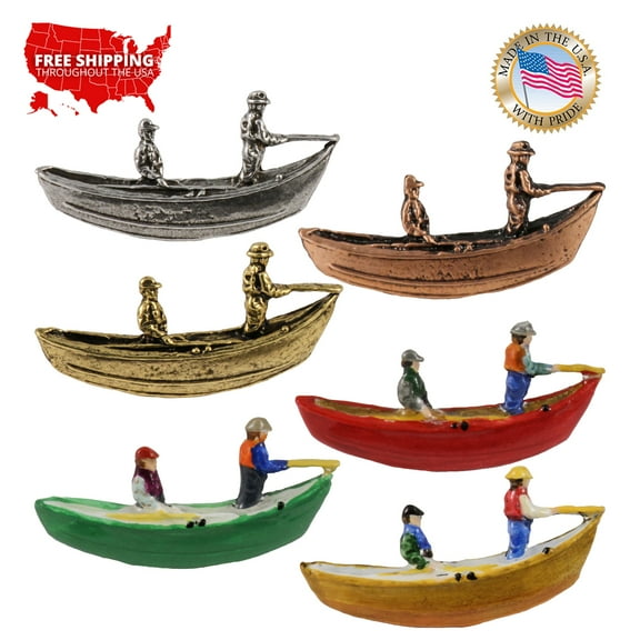 Drift Boat, Fishing, Pewter, Hat, Lapel, Brooch, Pin, Pins, Made in USA, Over 200 Fishing Designs Available, Creative Pewter Designs.
