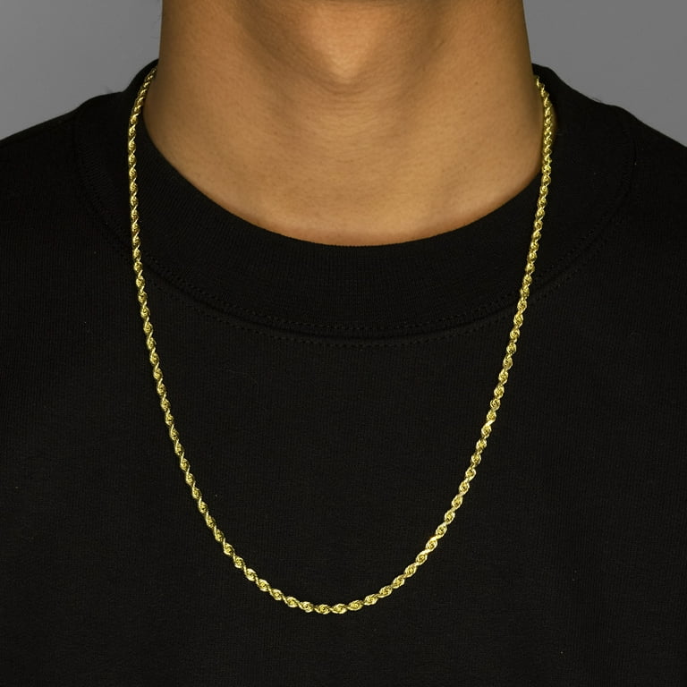 10K Yellow Gold Solid Diamond Cut Rope Chain Necklace (4mm 10K Yellow Gold Solid Diamond Cut Rope Chain Necklace (4mm