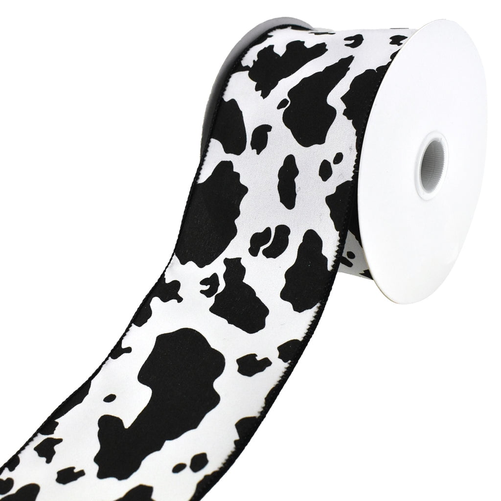 Wired Ribbon * Cow Print * Black and White Canvas * 2.5 x 10 Yards * –  Personal Lee Yours