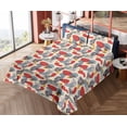 thumbnail image 4 of Ambesonne Tropical Fitted & Flat Sheet with Shams 4 Pcs Set, Modern Shapes Leaves Print, Full, Pale Slate Blue Marigold, 4 of 5