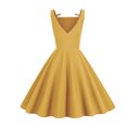 thumbnail image 4 of LYEAA Vintage Dresses for Women Plus Size Sleeveless Flowy Elegant Midi Dresses Solid Casual Dressy 1950s Backless A-line Pullover Dresses Modest Holiday Dresses Yellow M, 4 of 7