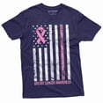 thumbnail image 4 of Breast Cancer Awareness T-Shirt Cancer Ribbon Usa Flag Awareness Day Tshirt (3X-Large Military Green), 4 of 6