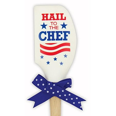 Chef Head - Silicone Spatula with Wooden Handle, Hail To The Chef, Spatula with stain-proof silicone head and wooden handle By Brownlow Gifts