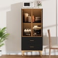 thumbnail image 3 of Bingirl Armoire de Rangement d'Exposition Moderne - Verre Cannelé - Armoire de Rangement à Porte avec 2 Tiroirs et Tablettes Ajustables pour Objets de Collection, Salon Ou Bureau (Noir), 3 of 8