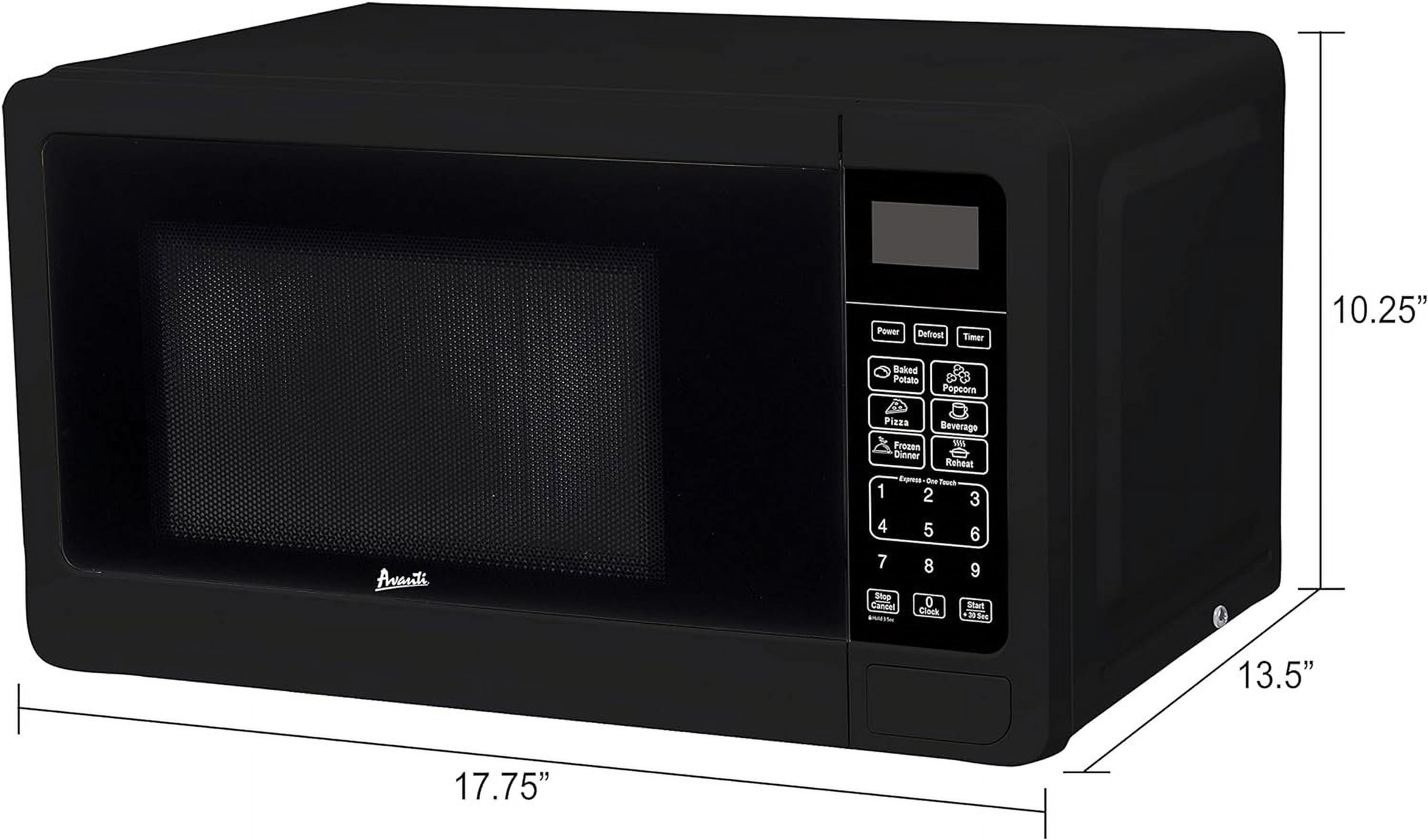 Avanti MT7V1B Microwave Oven 700-Watts Compact with 6 Pre Cooking Settings, Speed Defrost, Electronic Control Panel and Glass Turntable, Black