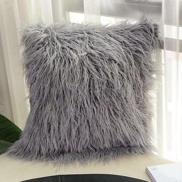 Nicesee Fluffy Solid Color Square Throw Pillow Case Cushion Cover Home