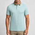 thumbnail image 4 of Rrxhxhs Golf Shirts for Men Summer Fashion Contrast Collared 2-Button Short Sleeve Leisure Thin Ice Silk Business Casual Tops,L, 4 of 7