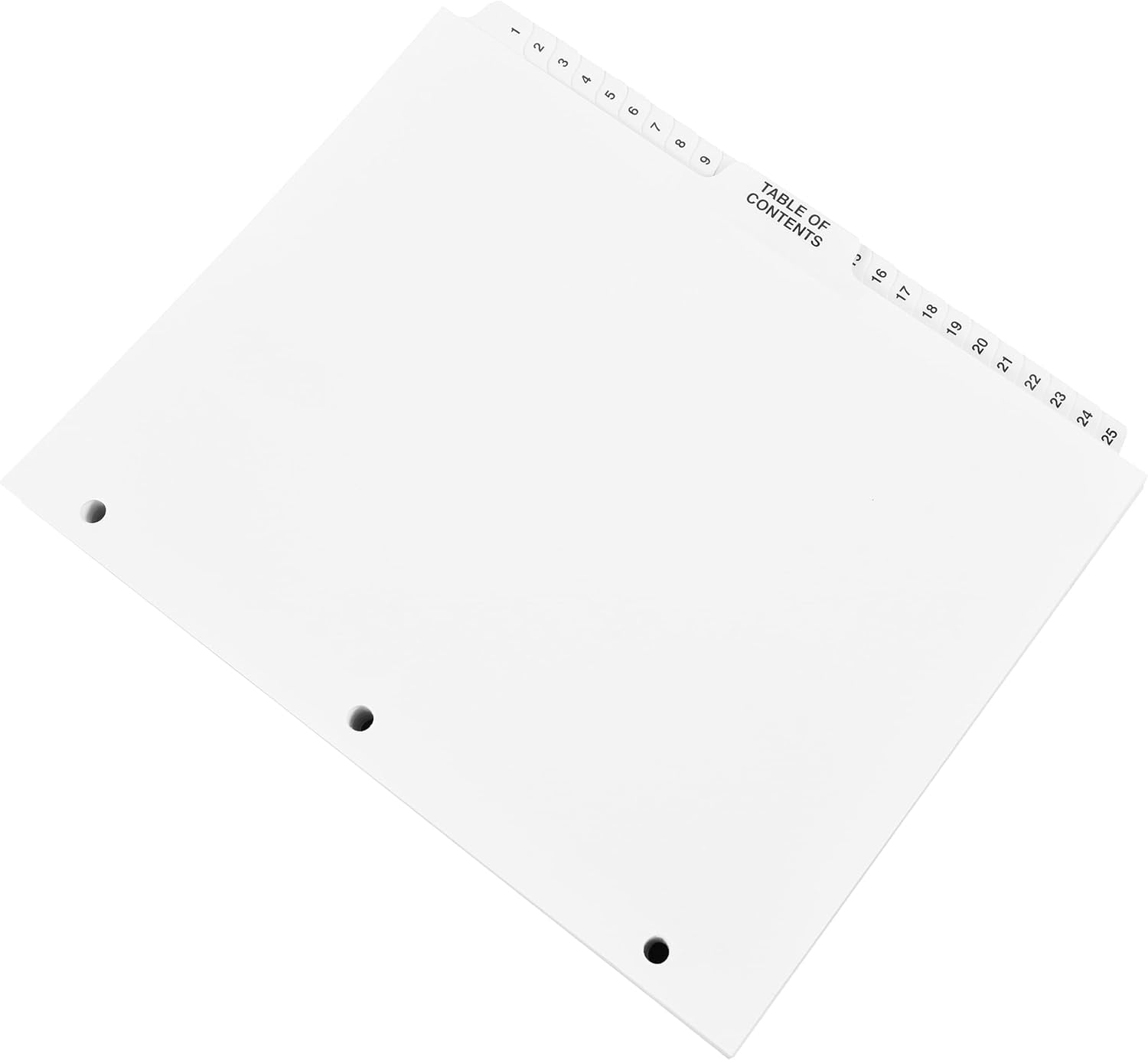 Exhibitindexes® Numbered Dividers 1-100 Punched - Side Collated Exhibit Tabs