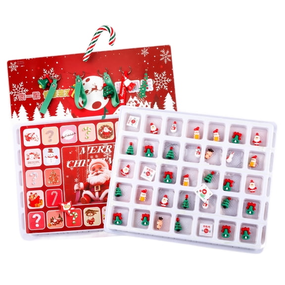 2026 Traditional Christmas Advent Calendar for Boys Girls Teens, 24-Day Holiday Countdown Gift with 2D Festive Red Theme Hanging Decorations, Assorted Christmas Tree Ornaments Party Favors for Home