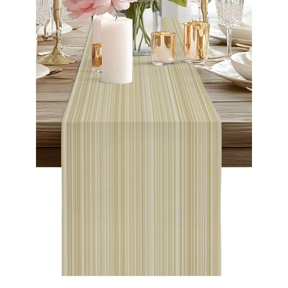 Table Runner Beige Lines Waves Table Runners Horizon Stripes Cotton Linen Dresser Scarf Kitchen Dining Table Decor for Holiday Party Home Decor 13x72 Inch