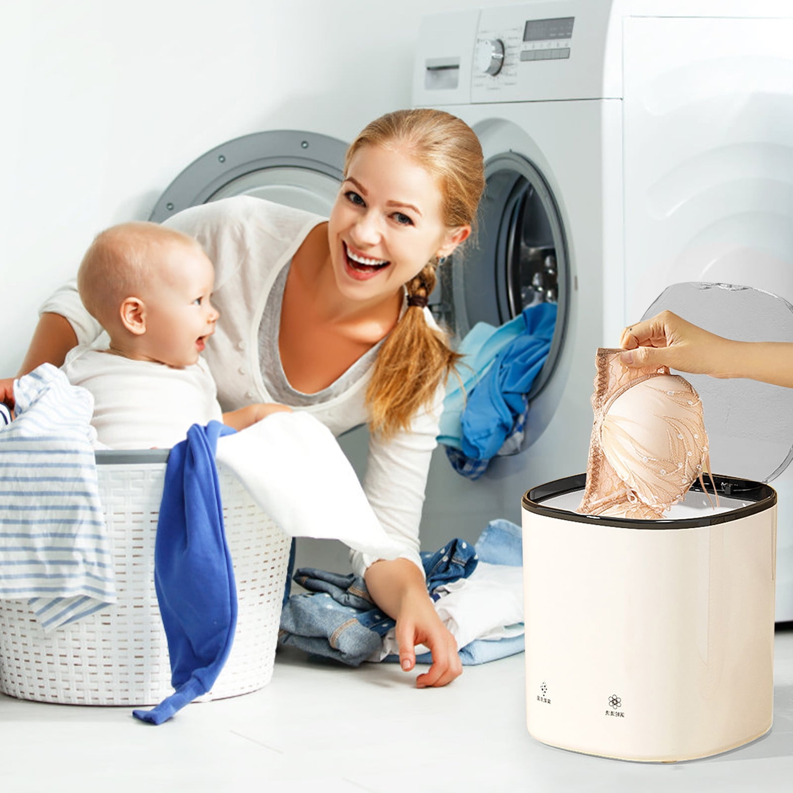 Beforeyayn Portable Underwear Washing Machine, Washing Machine, Small Household Travel Mini Fully Automatic Crayfish Sock Washing Tool Holiday Saving Gifts