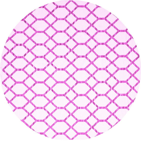 Ahgly Company Indoor Round Trellis Pink Contemporary Area Rugs, 4' Round