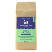River Moon Coffee, Kona Waves Ground Medium Roast Coffee, 16 oz., Kona Hawaiian Coffee Blend, 1 Pound, 100% Arabica